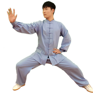 2024新款灰蓝色亚麻太极服男女同款陈正雷太极恋拳