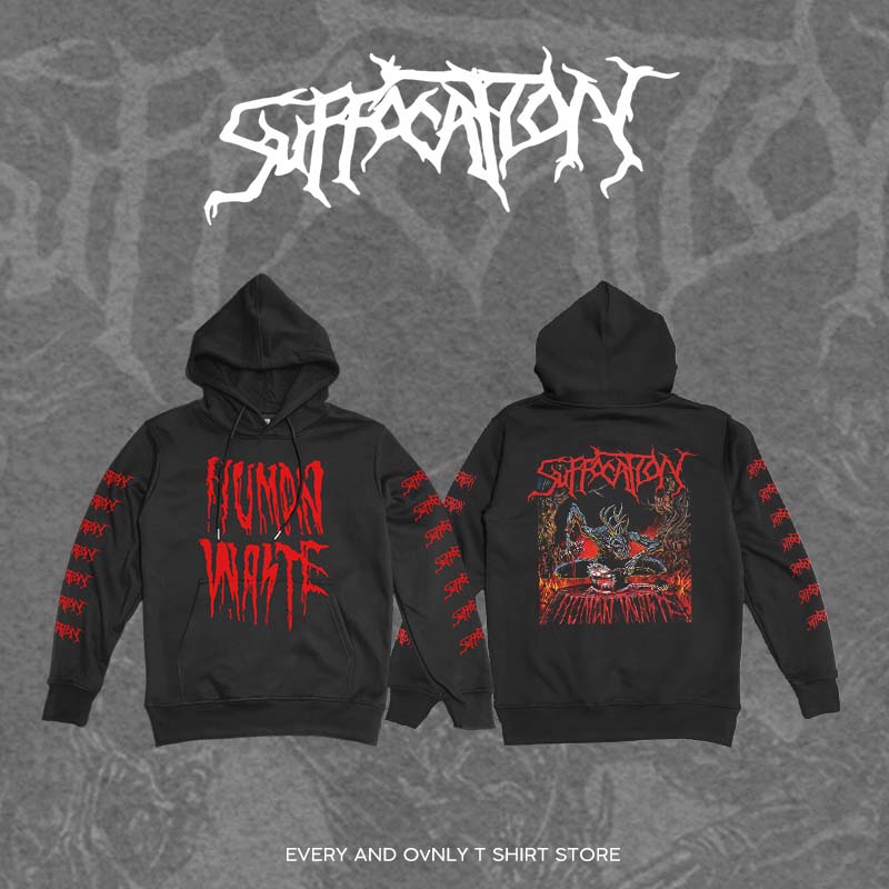 suffocation残死金属乐队human waste周边秋冬拉链卫衣外套帽衫