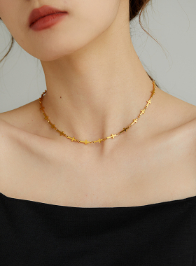 叠戴项链锁骨十字架卡脖子