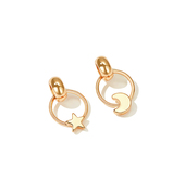 PDO 星月耳环女不对称气质韩国个性 耳坠简约小巧冷淡风耳钉925针