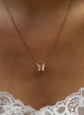 钢贝母钢女项链简约百搭