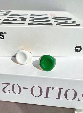 PDO 新款欧美不规则圆形珐琅釉戒指高级感绿色ins潮个性欧美潮