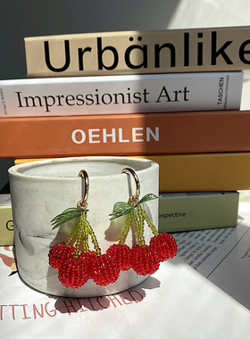 PDO  春季新款宋祖儿红色樱桃欧美ins度假时尚网红甜美耳坠耳环