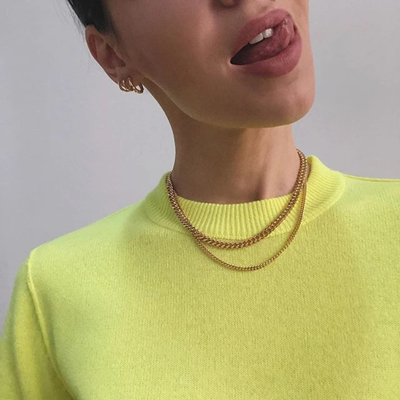 pdo金色欧美潮流极简风冷淡项链