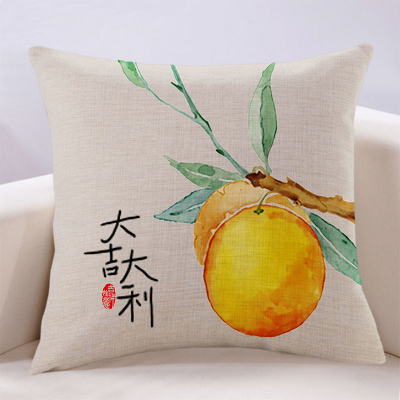 中式百财如意玉水果白菜抱枕寓意