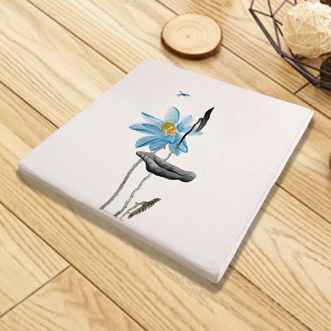 简约荷花棉麻沙发坐垫中国混纺