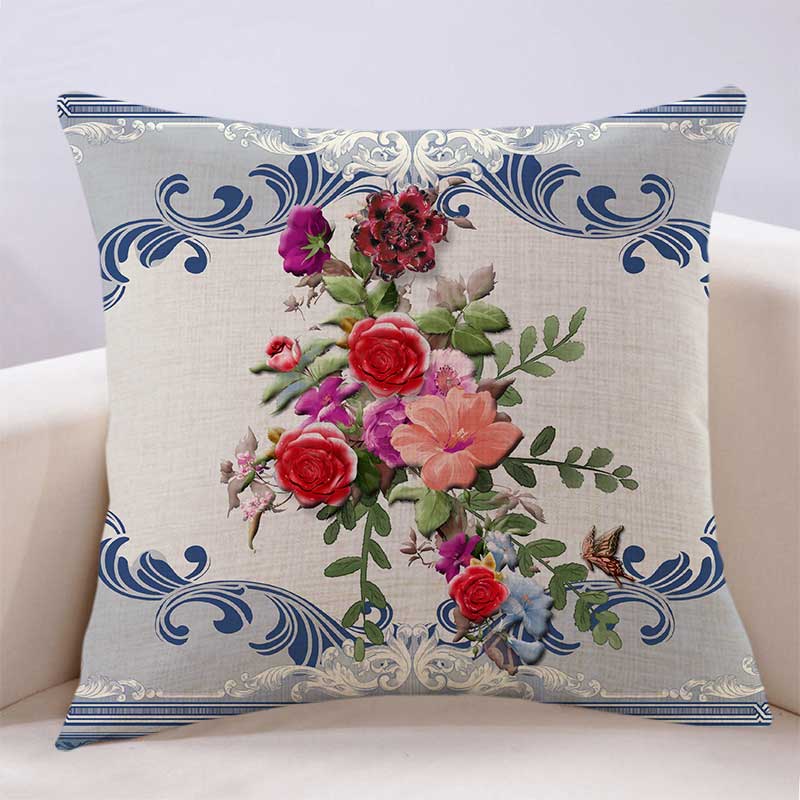 欧式复古植物花卉客厅沙发抱枕高档奢华宫廷座椅个性定制大靠背垫
