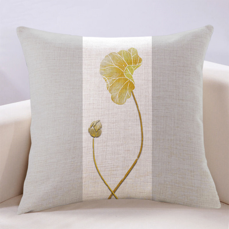 可拆洗抱枕PP棉客厅杭州荷花布艺