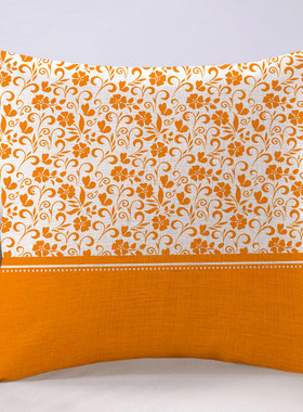 北欧抽象格纹橙色抱枕橘色靠垫亚麻几何轻奢风桔色沙发客厅靠背垫