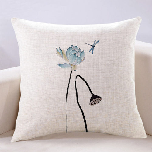 爆款中式禅意荷花莲蓬抱枕布艺