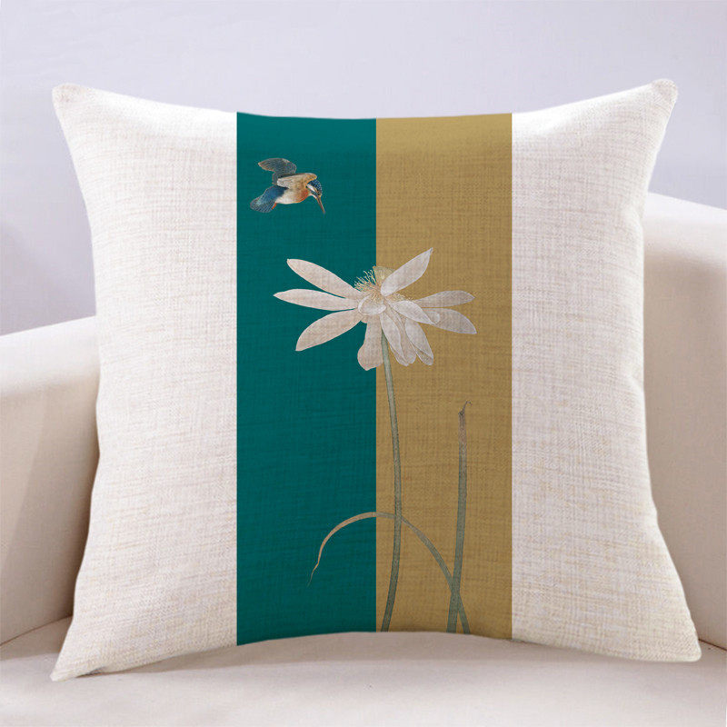 新中式质感禅意撞色荷花客厅抱枕民宿靠垫茶楼沙发高档大靠背枕头,居家布艺,靠垫/抱枕,淘宝优惠券,粉丝福利购,淘宝优惠卷