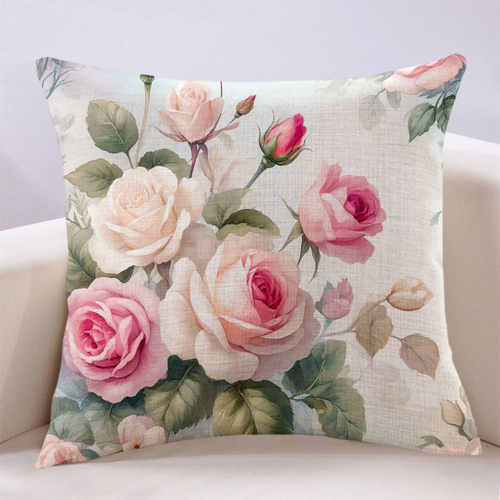 万燊PP棉客厅沙发手绘玫瑰布艺