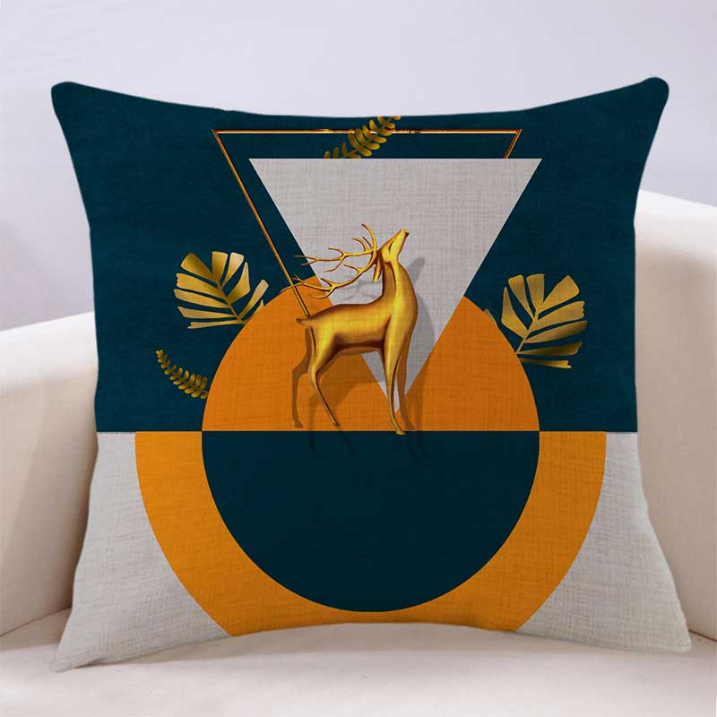 现代轻奢风金色几何客厅沙发抱枕套含芯个性来图定制靠枕靠背坐垫