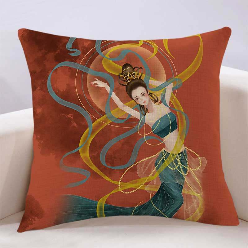 中国风敦煌飞天仙女客厅沙发抱枕国风手绘文艺女生办公室座椅腰枕,居家布艺,靠垫/抱枕,淘宝优惠券,粉丝福利购,淘宝优惠卷