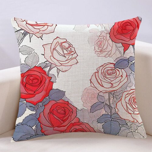 复古手绘花朵抱枕田园风沙发靠垫