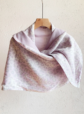 日单紫色豹纹双面加厚保暖围巾长方形大围巾软糯人棉长巾003