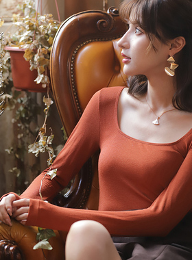 mmmnice 秋冬高阶日本轻薄温暖珍珠纤维养肤光滑大圆领内衣打底衫