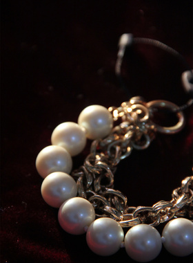 ANN TAYLOR安.泰勒超质感波纹珍珠轻奢百搭手链镀金属欧美街拍款