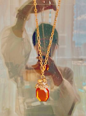 童话复古做旧焦糖色立体项链包邮