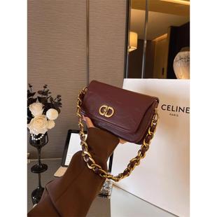 高级感真皮褶皱小方包单肩斜挎包女 MIRACKLES链条腋下包2025新款