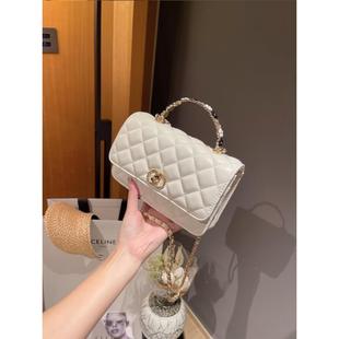 高级感花朵手提链条包真皮单肩斜挎包 MIRACKLES菱格小方包女新款