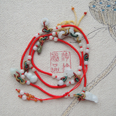 鸿运满枝原创设计精品手工编织金刚结翡翠小吊坠本命年红腰带腰链
