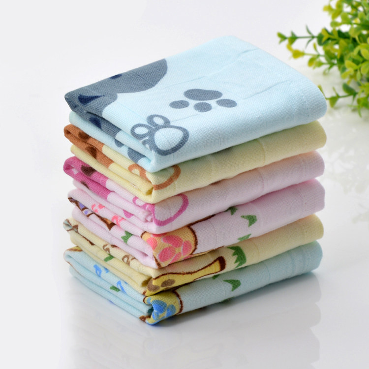 儿童纱布纯棉毛巾 双层童巾印花卡通宝宝婴儿洗脸面巾擦汗巾 面巾