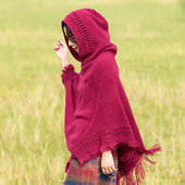 春季 纯色带帽披巾女针织外搭春秋旅游拍照流苏套头连帽斗篷披肩