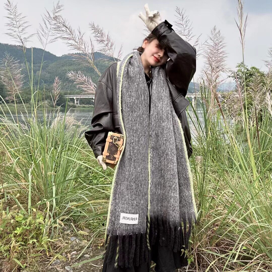 韩版新品虞书欣同款格子围巾女仿羊绒学生披肩秋冬加厚保暖围脖潮