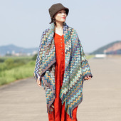 春夏波西米亚午睡盖毯超大空调保暖外搭超大拍照围巾披肩两用女