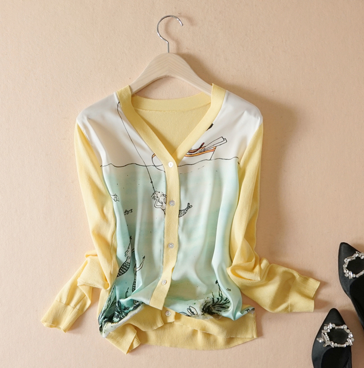 春秋新款减龄洋气雪纺印花拼接