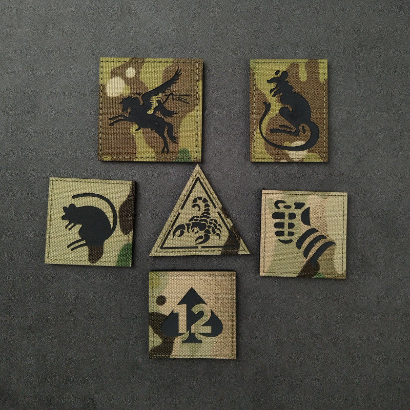 迷彩激光切割ir反光魔术贴章拳头蝎子士气章战术背包贴黑桃12臂章