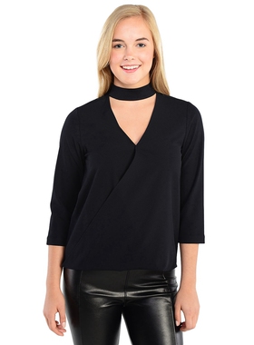 欧美衬衫2017秋季新品美单 七分袖简洁黑色百搭款衬衫上衣