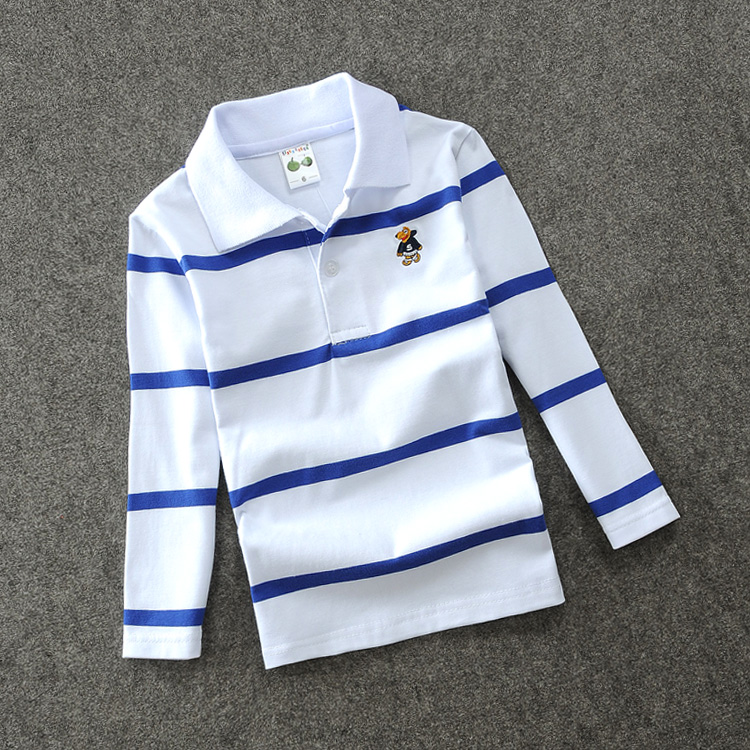 男童新款上衣春秋长袖T恤儿童秋装条纹打底衫中大童洋气潮polo衫