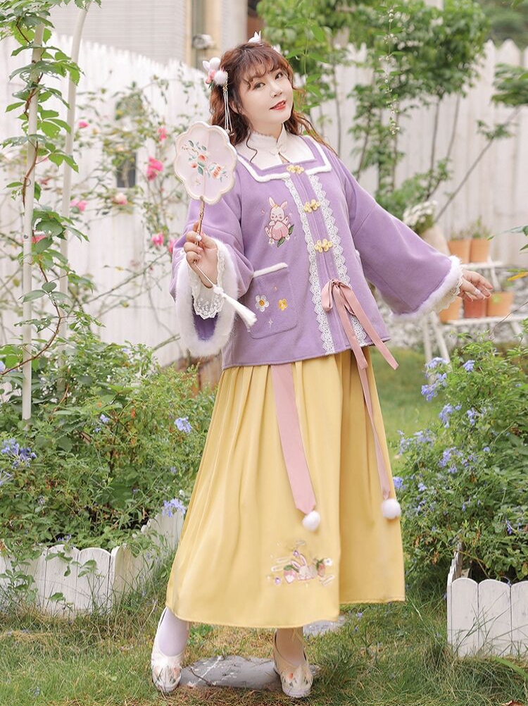 汉服汉元素硬糖大码呢子三件套