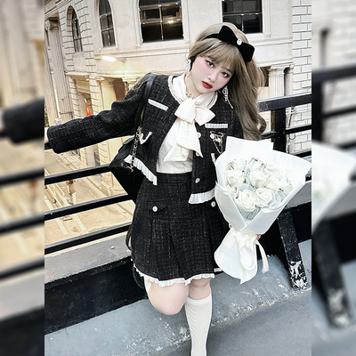 常规硬糖大码法式合身套装