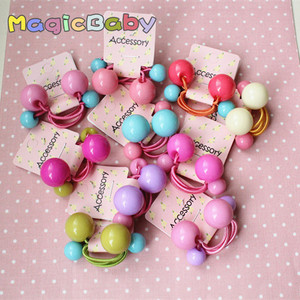 韩国进口 高档儿童宝宝发饰 头饰 大小球球冰激凌色可爱发绳头绳