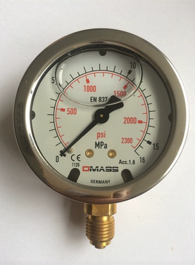 压力表进口DMASS德玛仕EN837-1德国MBB06B-160-1 63表面径向16MPA