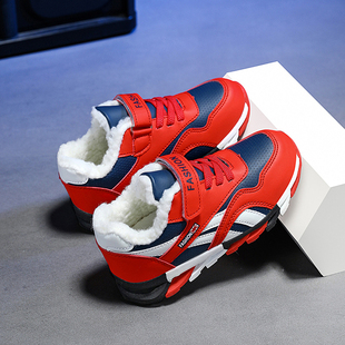 男女童鞋冬天款中大童小防滑防水皮面儿童运动鞋刀锋新潮大棉保暖