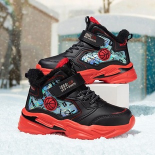 男童鞋子冬季加绒加厚保暖大棉鞋儿童运动女童防水高帮板鞋轻便球