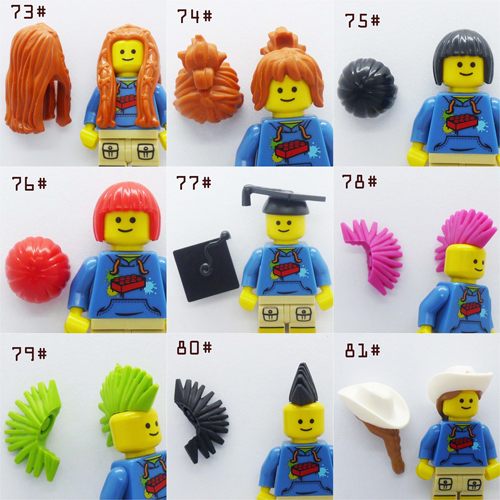 乐高 LEGO 散货 人仔头发 帽子 头饰 人仔配件 毕业生 朋克