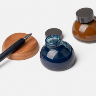 预d日本kakimori新设计感歪脖瓶彩色蘸水笔钢笔非碳素35ml墨水