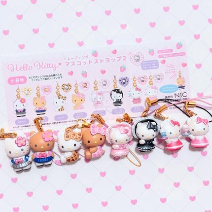 现货日本三丽鸥NIC黑皮 高校 洛丽塔hellokitty盲盒手账手机挂件