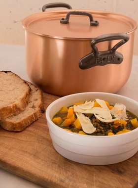 国行现货比利时falk双耳汤锅主厨纯铜锅casserole pot汤桶