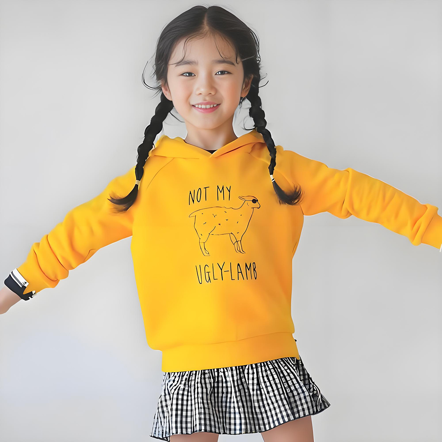 2025新春秋款欧美女童时尚运动纯棉卫衣帽衫外套外出服肤色显白