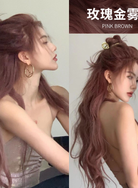 焦糖玫瑰金雾粉棕色染发剂2025新款色树莓红染发膏女植物纯泡泡沫