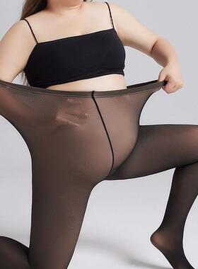 大码连裤袜秋冬季假透肉黑色加绒加厚女士光腿神器一体打底裤丝袜