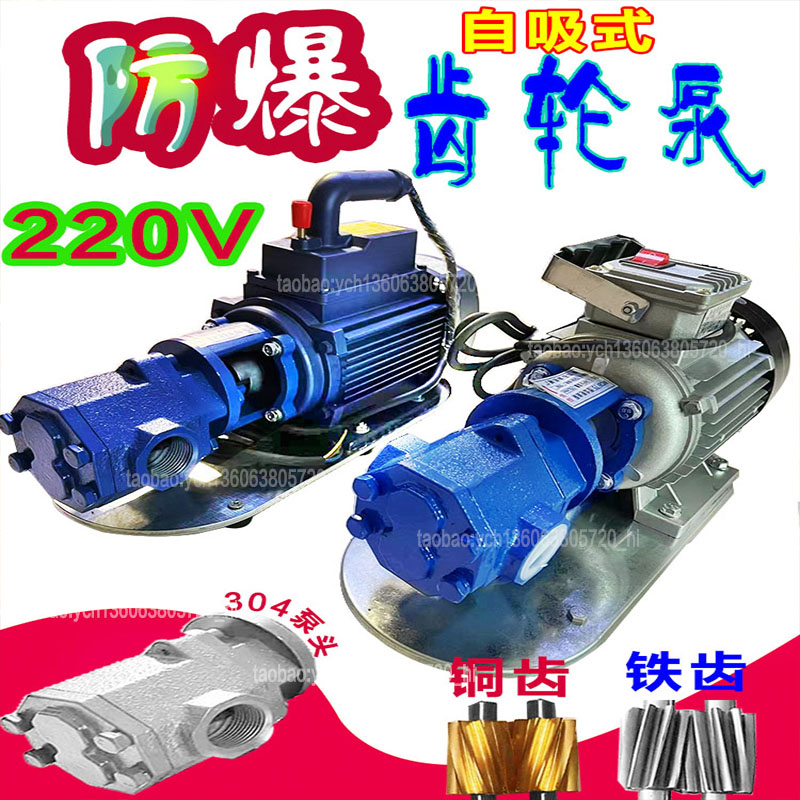 自吸防爆电动便携式抽油泵齿轮油泵220V安全抽汽油甲醇机油铜铁齿
