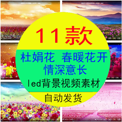 花海 杜娟花 春暖花开 情深意长红歌晚会舞蹈舞台LED屏背景视频