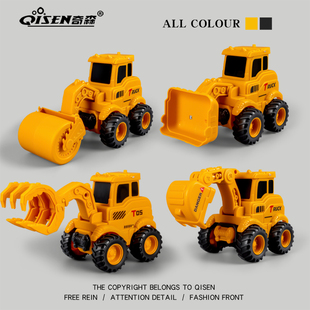 儿童按压挖掘机玩具小汽车宝宝挖土机压路机铲土车工程车套装男孩